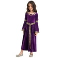 thumbnail image 4 of IEFIEL Girls Medieval Renaissance Princess Costume Velvet Vintage Maxi Dress Halloween Dress Up Costume Purple 10, 4 of 7
