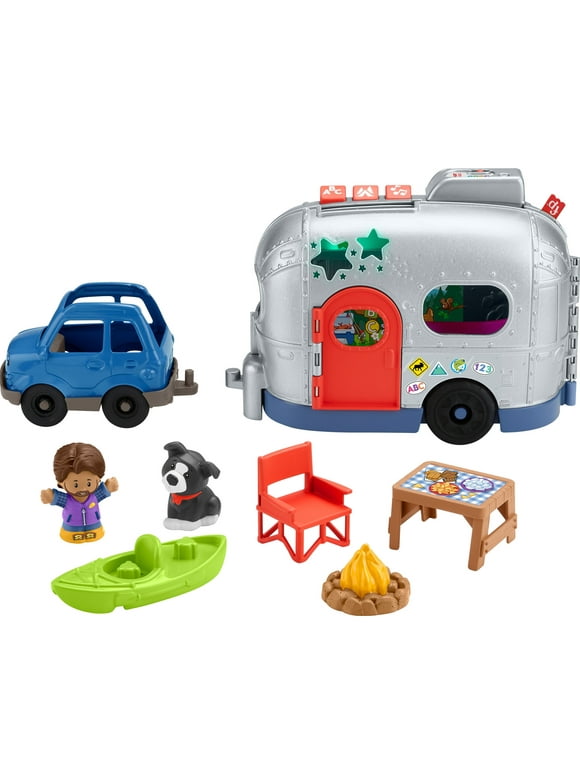 Fisher-Price Little People Light-up Learning Camper Electronic Toy RV for Toddlers, 8 Pieces