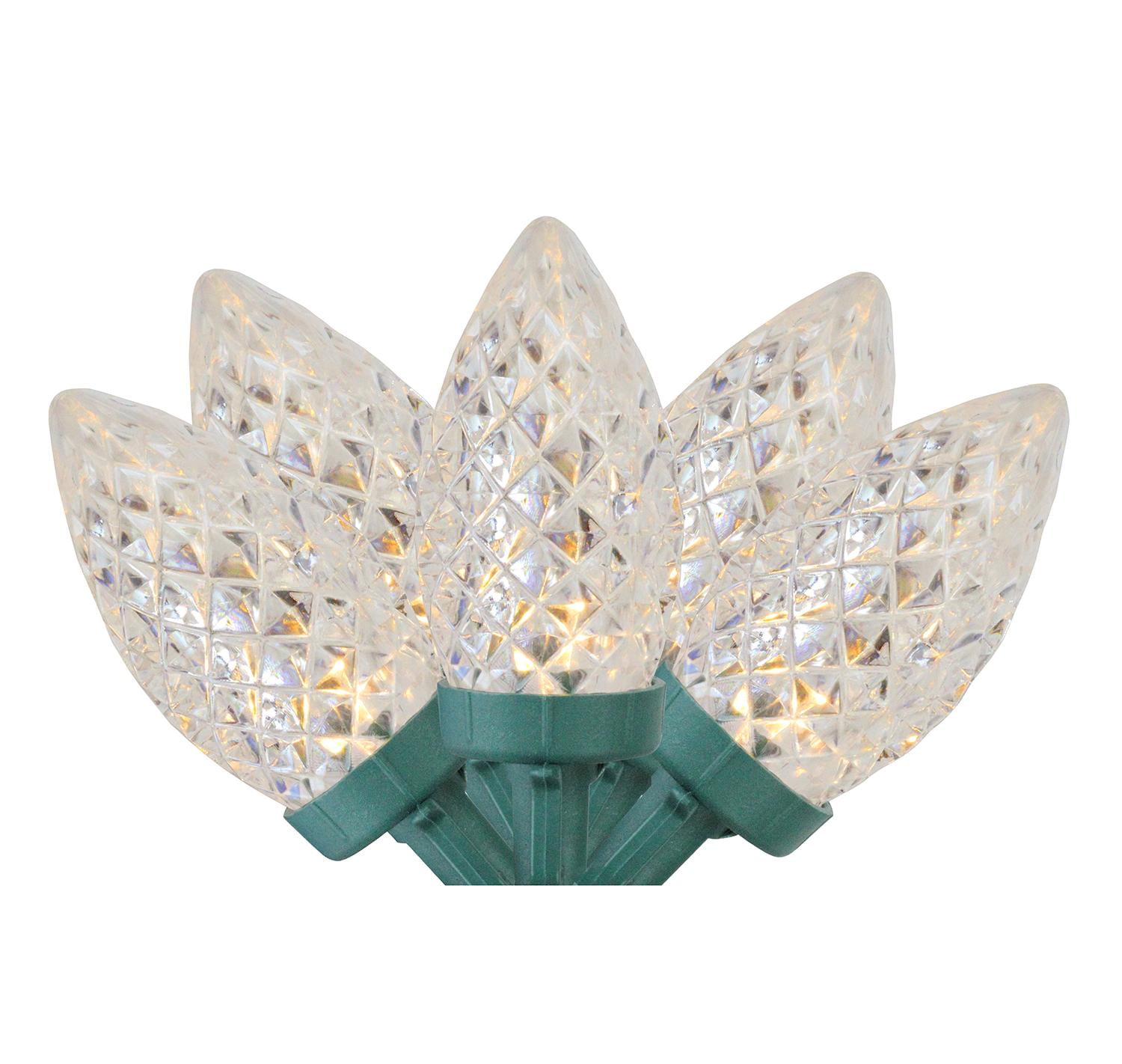 Set of 100 White Faceted LED C7 Christmas Lights