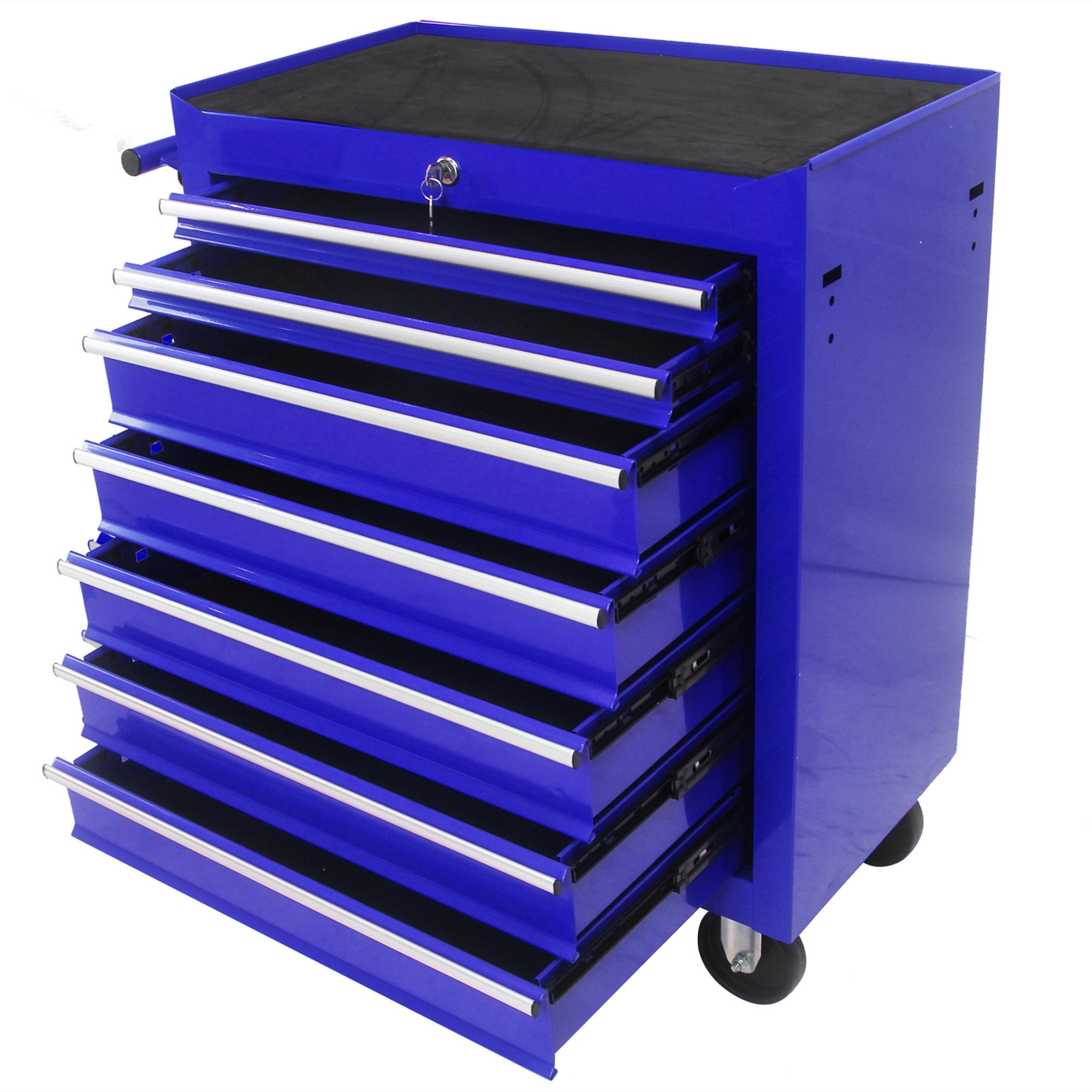Aukfa Tool Chest, 24.5 in 7-Drawer Steel Rolling Tool Box on Wheels for Workshop Garage, Blue