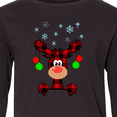 thumbnail image 4 of Inktastic Cute Flannel Reindeer with Christmas Bulbs and Snowflakes Long Sleeve Youth T-Shirt, 4 of 5