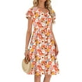 thumbnail image 4 of Fantaslook Women Summer Dresses V Neck Ruffle Sleeve Casual Flowy Sundresses Button Floral Midi Dress with Pockets, 4 of 8