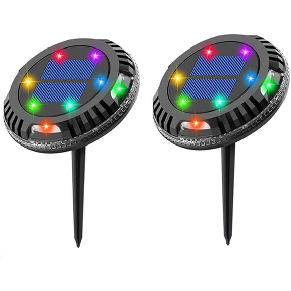 LINLIN Solar Garden Lights Outdoor, 2 Pack Solar Ground Lights Waterproof Landscape Lights with 7 Colors Changing for Garden Yard Lawn Patio Pathway