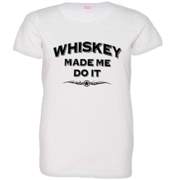 PleaseMeTeesâ„¢ Womens Whiskey Made Me Do It Beer Drinking Classic HQ Tee