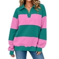 thumbnail image 4 of Enjoytime Womens Sweatshirt Striped V-Neck Long Sleeve Pullover Tops Fall Fashion Loose Casual Lightweight Sweatshirts, 4 of 8