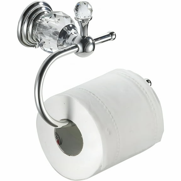LAMIRO Crystal Toilet Paper Holder,Polished Chrome Tissue Paper Holder Silver Bathroom Toilet Roll Hanger Wall Mounted Brass,6.3in*2.46in