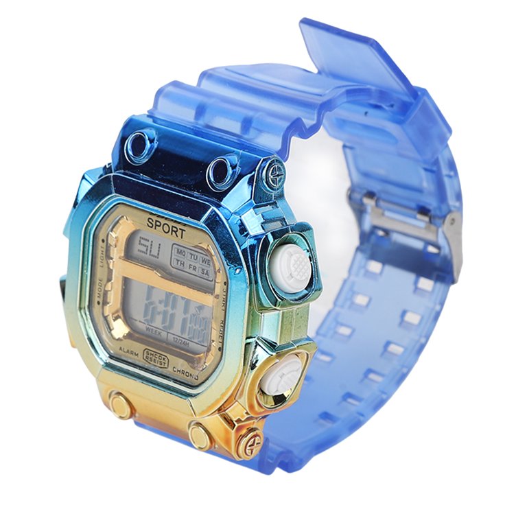 ZX Digital Watch Colorful Gradient Quadrate Dial Clear Matte