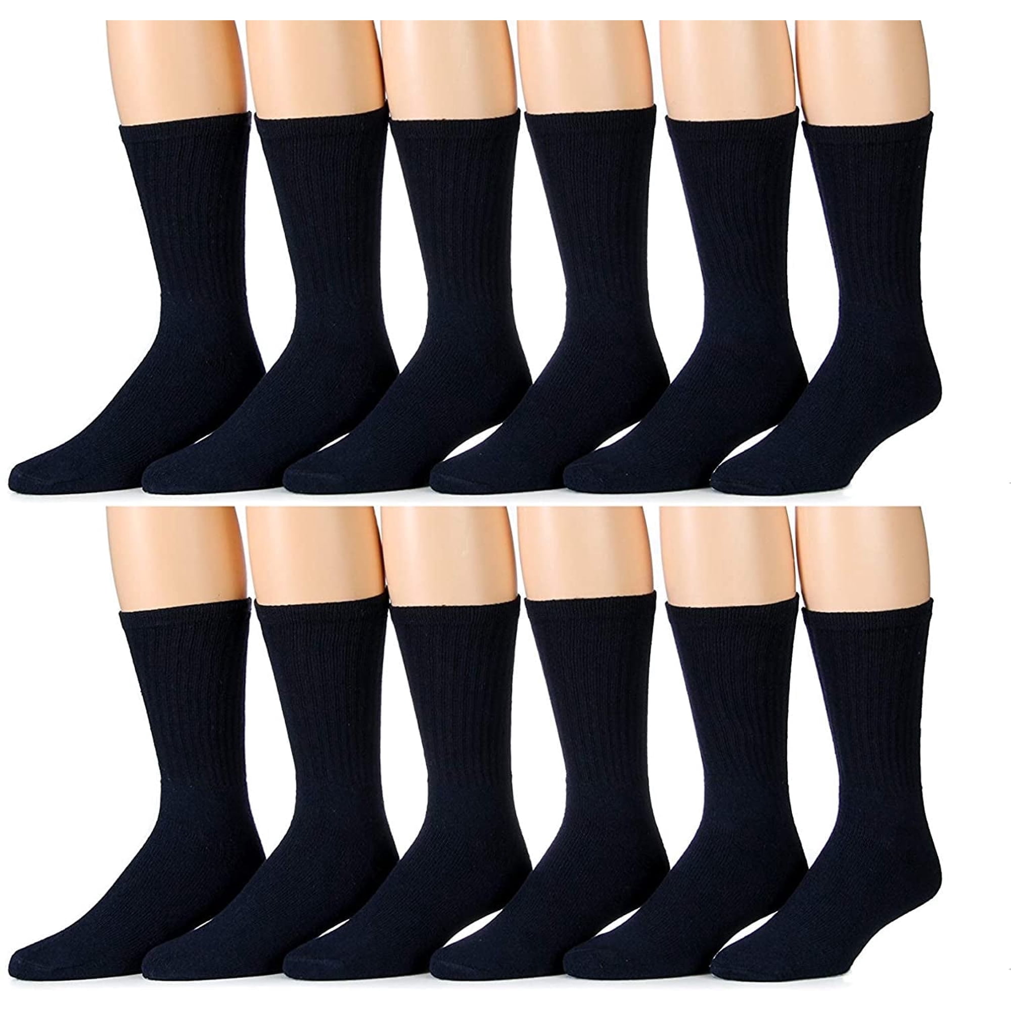 Yacht & Smith King Size Cotton Diabetic Crew & Ankle Socks, Loose Fit Top Non-Binding Medical Socks