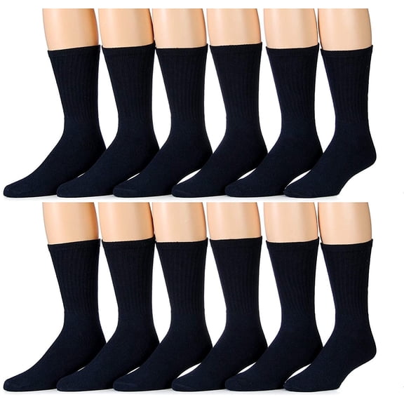 Yacht & Smith King Size Cotton Diabetic Crew & Ankle Socks, Loose Fit Top Non-Binding Medical Socks