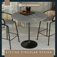 thumbnail image 6 of LeisureMod 48" Round Bar Height Dining Table with Sintered Stone Top Pub Table and Black Stainless Steel Pedestal Base for Modern Kitchen and Dining Room Verve Collection in Marble Grey, 6 of 8