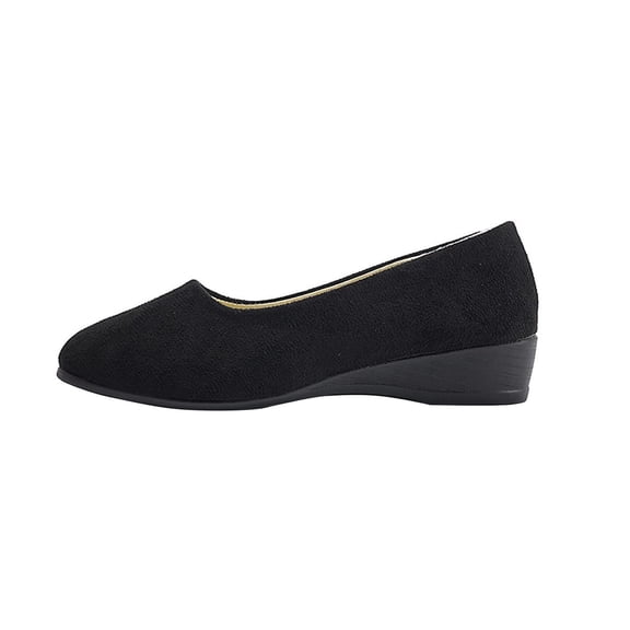 Miqool Womens Wedge Heel Pumps Round Toe Slip On Low Heel Dress Shoes Casual Comfortable Office Work Shoes