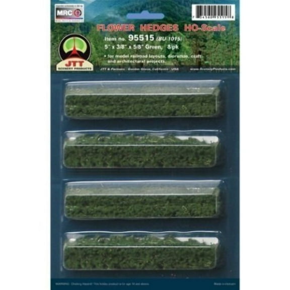 JTT Scenery Products - Flower Hedges, Green 5x3/8x5/8" (8) HO