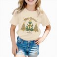 thumbnail image 6 of NOLDARES Kids Christmas Shirt Girls Boys Merry Christmas Tshirt Xmas Tree Short Sleeve Tops Xmas Gifts Christmas Party Outfits(D107-Beige), 6 of 6