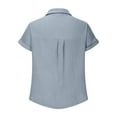 thumbnail image 5 of Tittly Button Down Shirts Shirts for Women Generisch Muslin Blouse Women's Summer Shirt Blouse Cotton Short Sleeve Linen Blouse Tops V Neck Long Blouse Tunic Short Sleeve Shirts Womens Shirts Grey M, 5 of 7