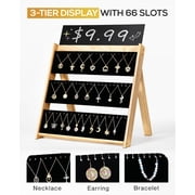 Foldable 3-Tier Necklace Display Stand, 66-Slot Jewelry Organizer for Selling