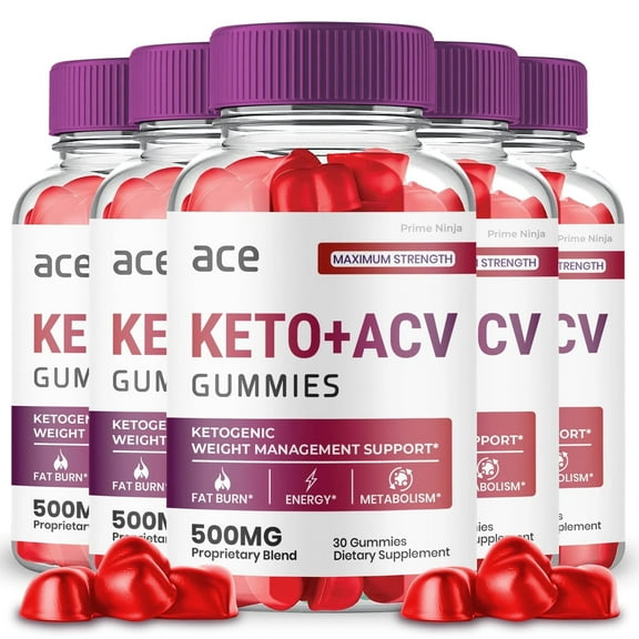 Ace Keto Gummies, Ace Keto with Apple Cider Vinegar Gummies, Max Strength Supplement (5 Pack)