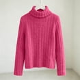 thumbnail image 2 of BXJX Girls Knit Sweaters, Casual Turtleneck Long Sleeve Warm Fall Pullover Tops Hot Pink Size 13-14 T, 2 of 6