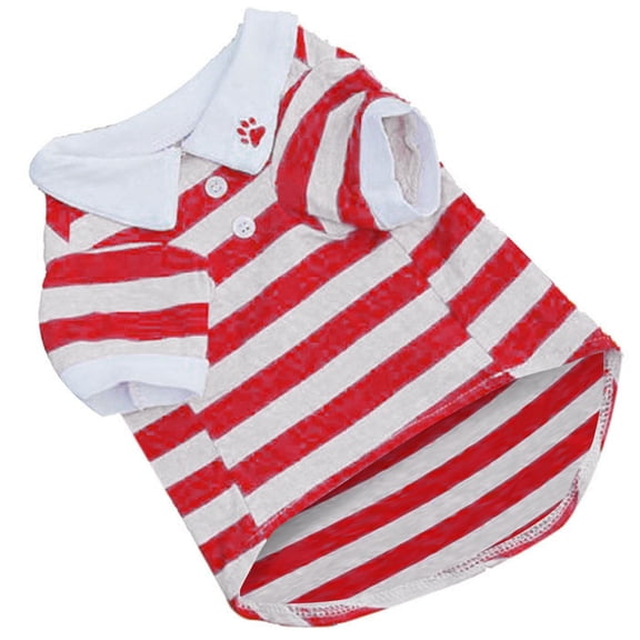 Cotton Striped Pet Shirt, Stylish Dog Polo T-Shirt with Collar, Breathable Cat Tee, Soft Material Puppy Top, Classic Patterned Pet Apparel