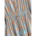 thumbnail image 4 of Blue Floral Print Lace-up Tassel Vintage Women Hippie Bohemian Mini Dress Ladies Long Sleeve Rayon Summer Boho Dress, 4 of 6