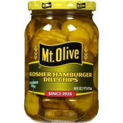 Mt. Olive Fresh Pack Kosher Hamburger Dill Chips Pickles, 16 fl oz Jar