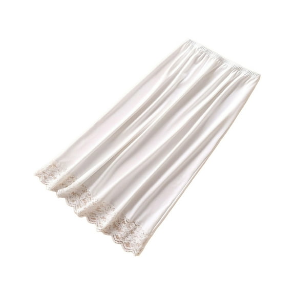 Aellinatey Women Half Slip Under Dresses Long Underskirt Solid Color Lace Trim Petticoat