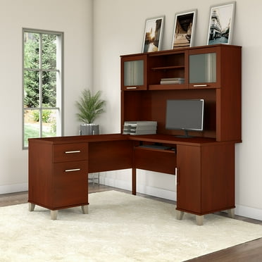 Bush Furniture Fairview L Shaped Desk with Hutch, Antique Black ...