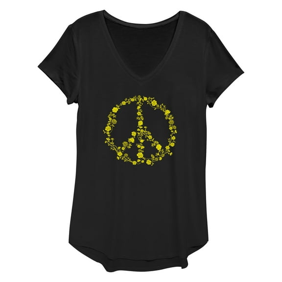 Women's Lost Gods Floral Peace Sign Graphic T-Shirt
