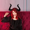 thumbnail image 2 of Diademas de cuernos de diablo, diadema única para disfraz de Halloween o cosplay., 2 of 6