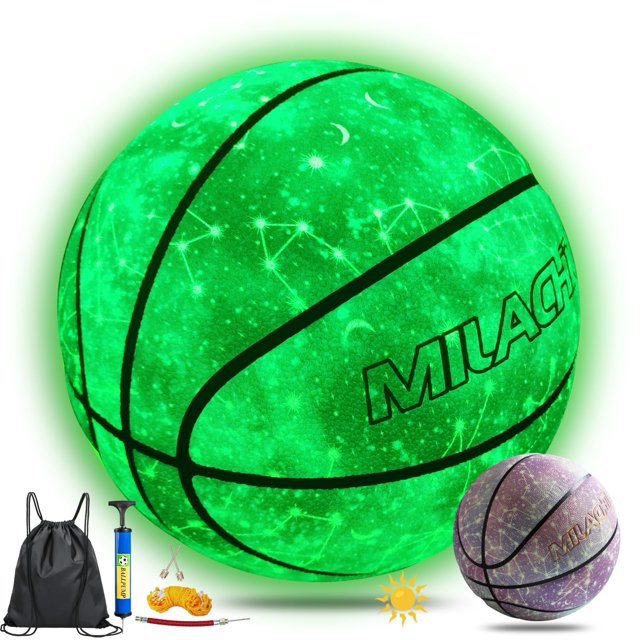 Baloncesto MILACHIC de piel sintética que brilla en la oscuridad, tamaño 7 x 75 cm