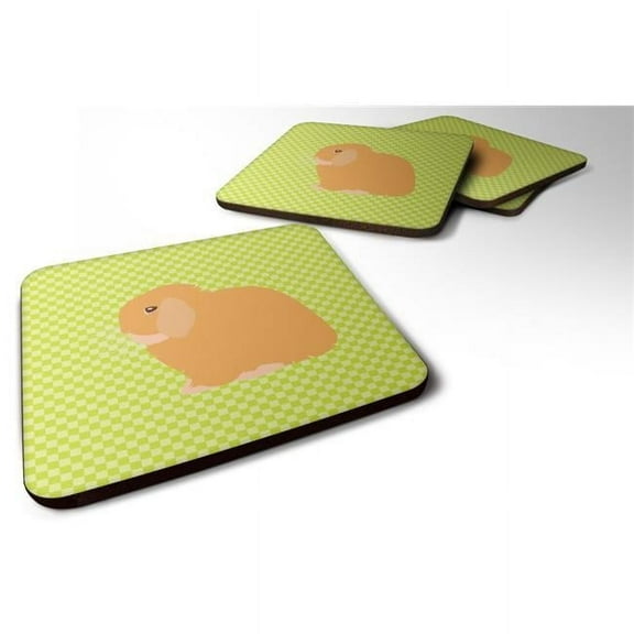 Holland Lop Rabbit Green Foam Coaster, Set of 4