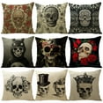 thumbnail image 2 of Yidarton Flax Pillow Halloween Pillowcase 45 * 45cm Cushion Cover Skull Pattern Pillow Case, 2 of 6
