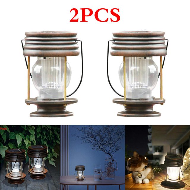 Toystoory 2 uds luz Solar al aire libre Solar Retro colgante jardín farolillos decorativos para camino Patio árbol playa Pabellón Patio Iluminación y accesorios luz blanca