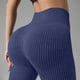 thumbnail image 5 of Pantalones de yoga para mujer, ajustados, de cintura alta, con realce de cadera, a rayas, con rosca, para uso externo., 5 of 7