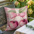 thumbnail image 5 of Spring Cherry Throw Pillow Cover Sweet Pink Plaid Linen Texture Cotton Linen Cushion Cover Throw Pillow Case with Invisible Zipper for Couch Sofa Bed Chair Car 20x20 Inch, 5 of 9