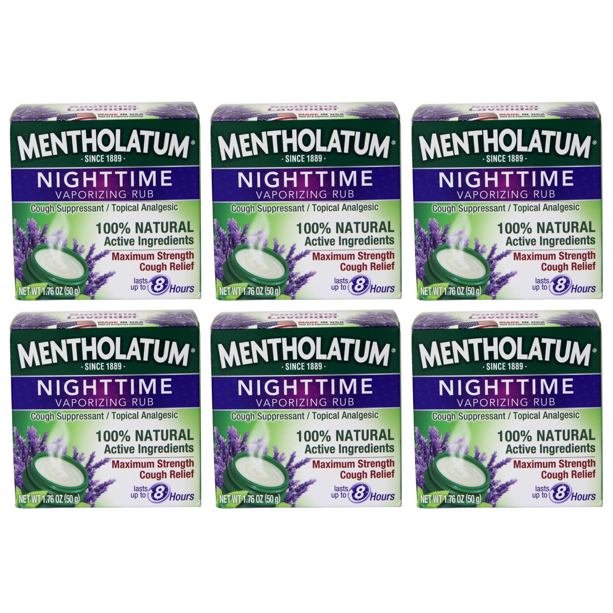 Mentholatum Nighttime Vaporizing Rub Maximum Strength Cough Relief, 1.76 oz (Pack of 6)