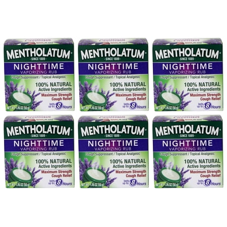 Mentholatum Nighttime Maximum Strength Vaporizing Rub - 1.76 Oz, 6 Pack