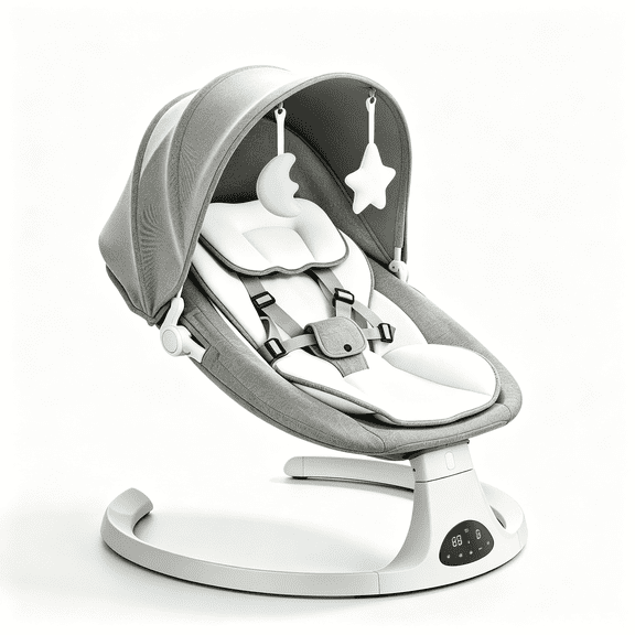 Electric Baby Swing, Adjustable Rock Modes, Bluetooth Audio, Timer, Padded Seat