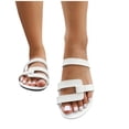 thumbnail image 4 of hlysgo Flat Sandals for Women Square Toe Slip on Open Toe Slides Sandals Dressy White 7, 4 of 6