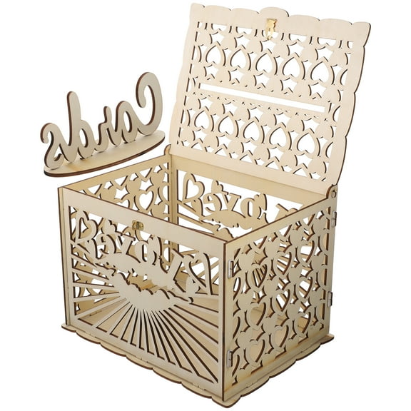 GOOHOCHY Wood Greeting Card Holder Silver Heart Shape Wedding Decorations 1Pack