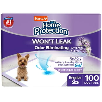 Hartz Home Protection Lavender Scent Odor-Eliminating Dog Pads, Regular Size, 21 in x 21 in, 100ct