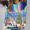 thumbnail image 2 of Hauts de Noël pour Femmes, Chandail en Molleton Sans Capuche à Imprimé Coloré de Noël, Coupe Ample, Manches Longues, Col Rond, Hauts de Noël pour Femmes, 2 of 6