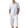 thumbnail image 3 of IhhxPro Men's Linen Button Detail Pants with Pockets Relaxed Fit Casual Set Outfit Lightweight Summer Beach Vacation Straight Leg Trousers S-3XL, 3 of 7