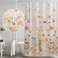 thumbnail image 6 of Spring Floral Shower Curtain, Waterproof Shower Curtains for Bathroom, Pastoral Botanical Summer Flowers Vintage Washable Fabric Cloth Bathroom Curtain Set Bathtub Decor with Hook 36''x72'', 6 of 9