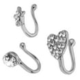 thumbnail image 3 of Anillos de nariz de flor Yuyangstore 3 piezas cristalina plata, 3 of 8