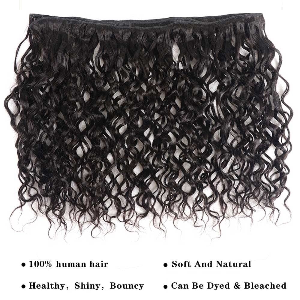 Deep Curly Wave Bundles with Closure Frontal Brazilian Human Hair Full and Thick 3 Bundles with 13x4 Lace Frontal
