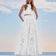 thumbnail image 2 of FRSASU Women's 2 Piece Outfit Dressy Sleeveless Vest Top and Pleated Long Skirt Set Casual Sets White S(S), 2 of 4