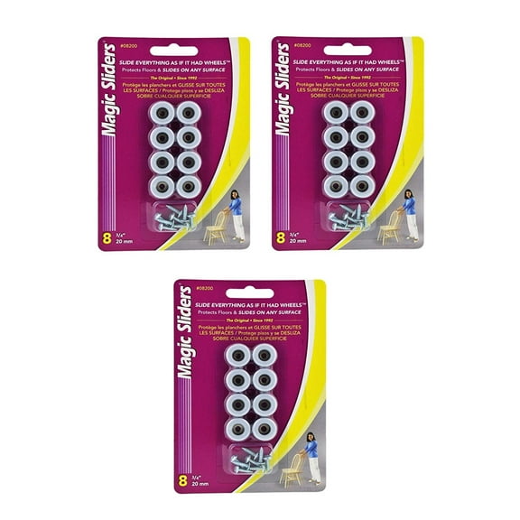 Magic Sliders 08200  inch Round Screw on Floor Sliding Discs- 8 Count Pack of 3