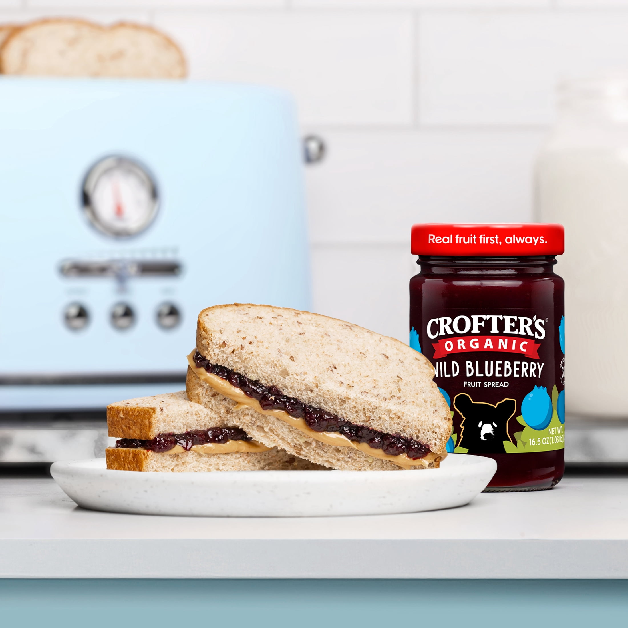 (2 pack) Crofter’s Organic Wild Blueberry Premium Fruit Spread, 16.5 oz