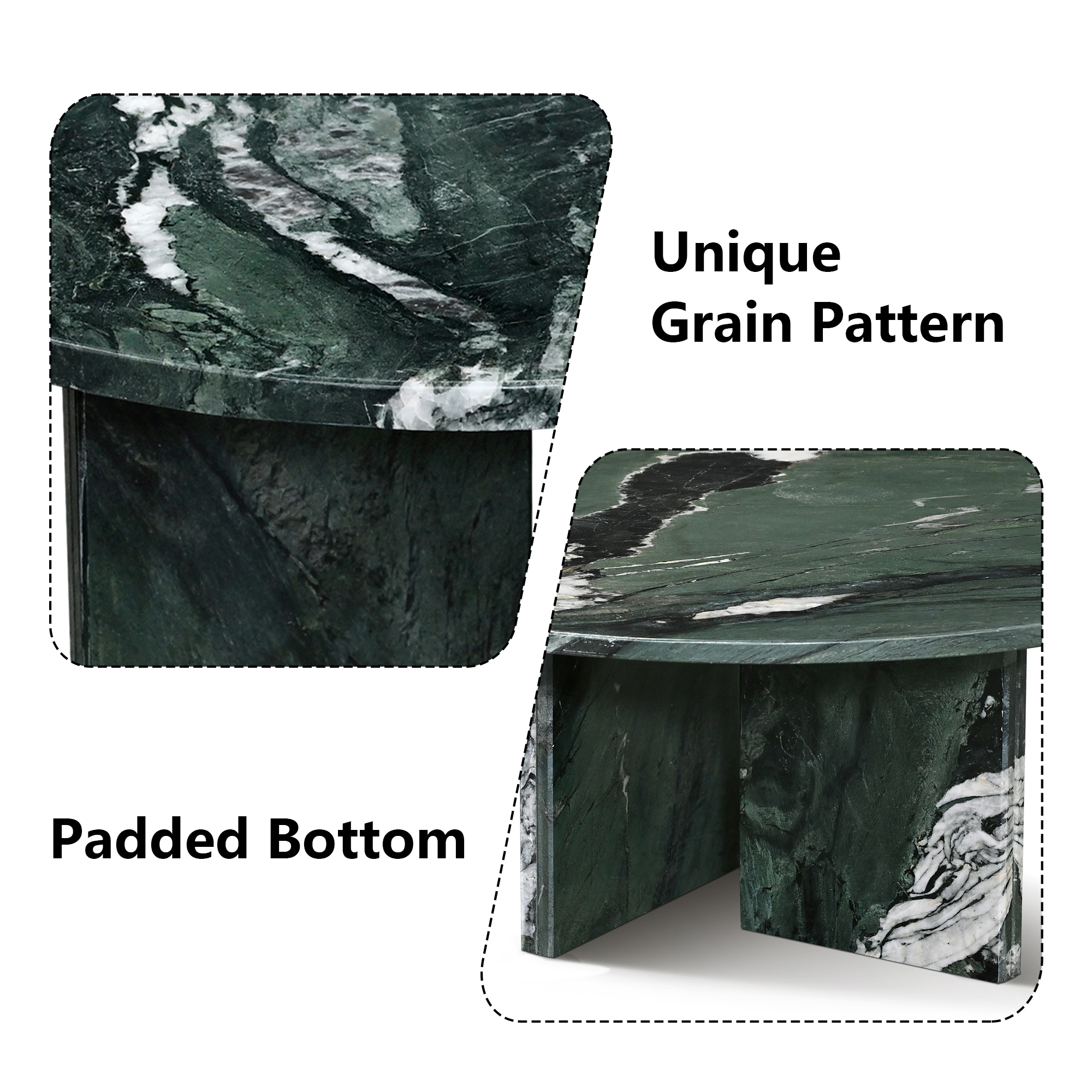 MDQMD Real Marble Coffee Table with Unique Texture for Living Room,Minimalist Luxury Coffee Table for Home Decor,Green