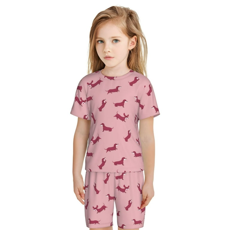 2 Piece Dachshund Children's Pajama Set - Pink 2 Piece Dachshund Children's Pajama Set - Pink